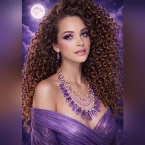 ARTISAN TRIPLE THREAT AMETHYST, PEARL & VINTAGE CRYSTAL STATEMENT NECKLACE